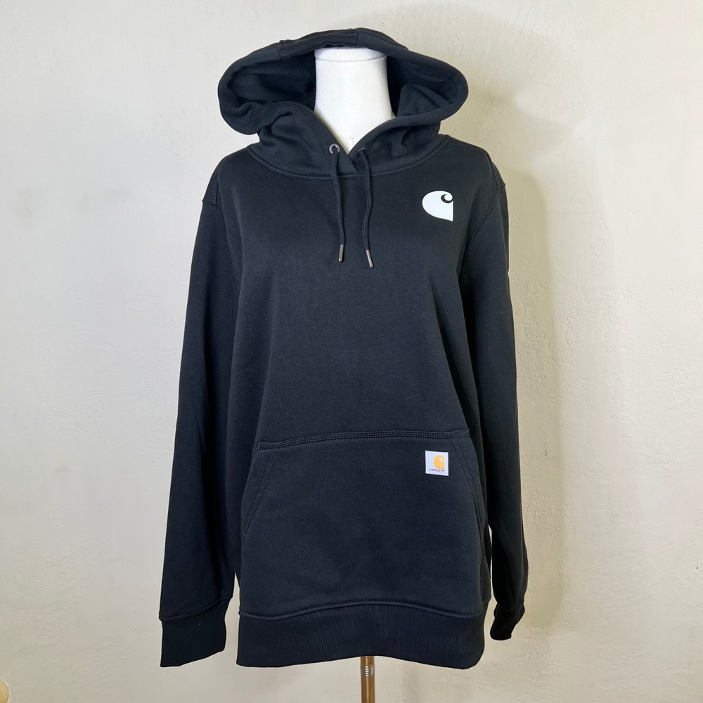 Carhartt Hoodie Relaxed Fit Midweight Logo Sleeve Graphic Womens XL Black NWT